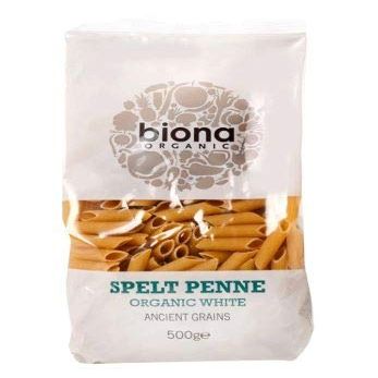 NT# Biona Organic White Spelt Penne 500G -Biona Organic White Spelt Penne is sourced from one of the oldest cultivated grains, and an ancient cousin of wheat