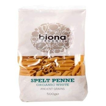 NT# Biona Organic White Spelt Penne 500G -Biona Organic White Spelt Penne is sourced from one of the oldest cultivated grains, and an ancient cousin of wheat