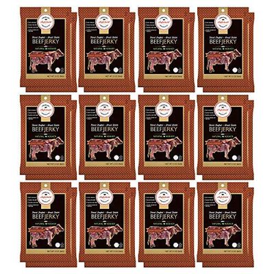 Aufschnitt Grass Fed Beef Jerky - Low Sodium, Certified Kosher - Made in USA - Keto Friendly - 24 Pack, Sweet Chipotle