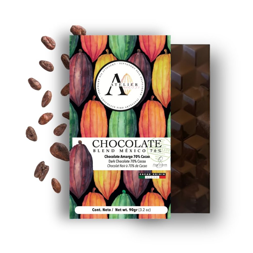 70% Dark Chocolate Bar Blend Mexico by Atelier 1534 | Artisanal | Sustainable Mexican Cacao | 3.2oz