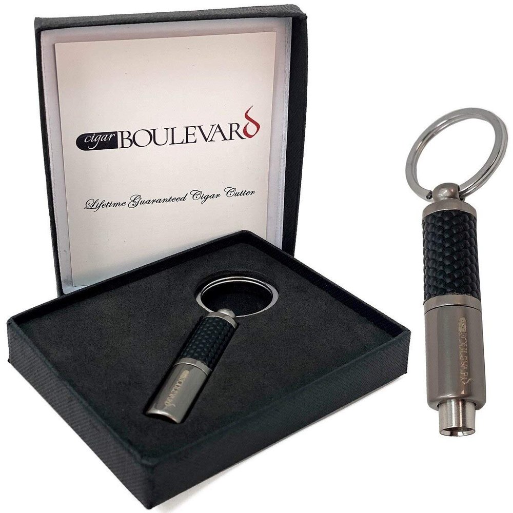 Cigar Boulevard Gunmetal Punch Cigar Cutters Rubber Grip