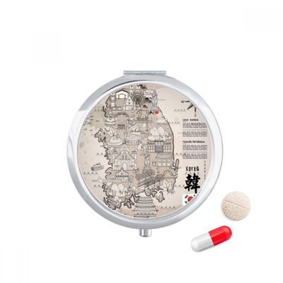 1945 South Korea Landmarks Map Pill Case Pocket Medicine Storage Box Container Dispenser