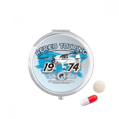 1974 Plane Aereo Touring Pattern Pill Case Pocket Medicine Storage Box Container Dispenser