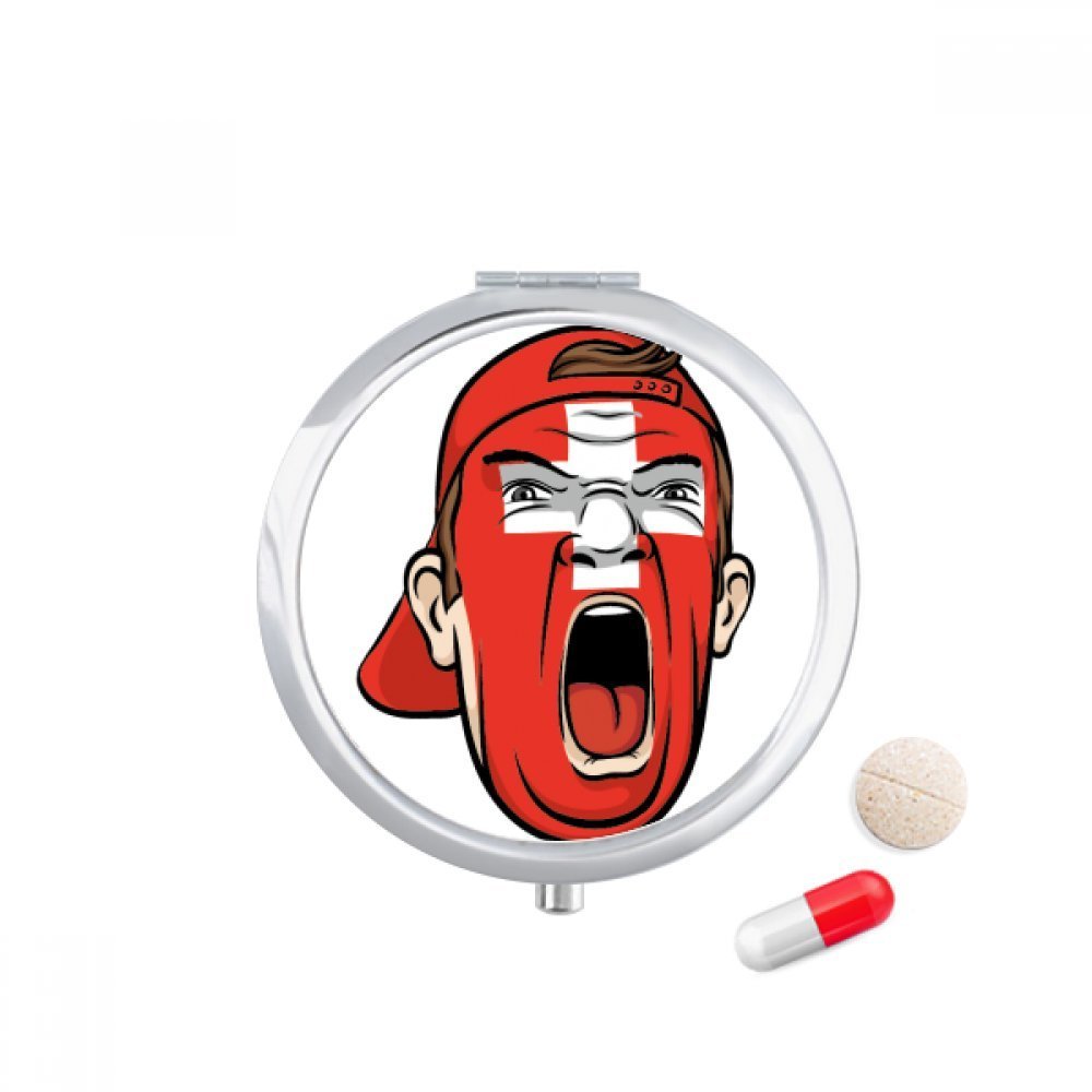 Switzerland Flag Facial Makeup Screaming Cap Pill Case Pocket Medicine Storage Box Container Dispenser