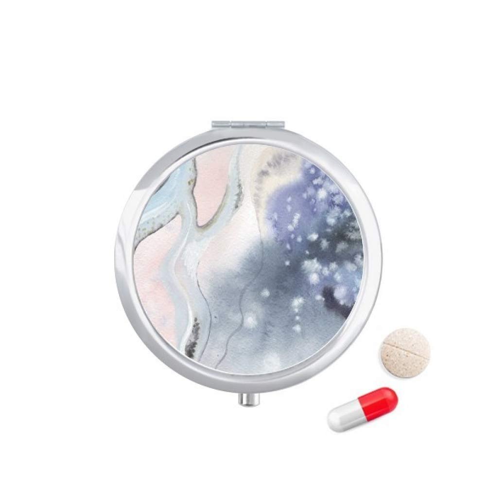 Ink Abstract Watercolor Shading Pill Case Pocket Medicine Storage Box Container Dispenser