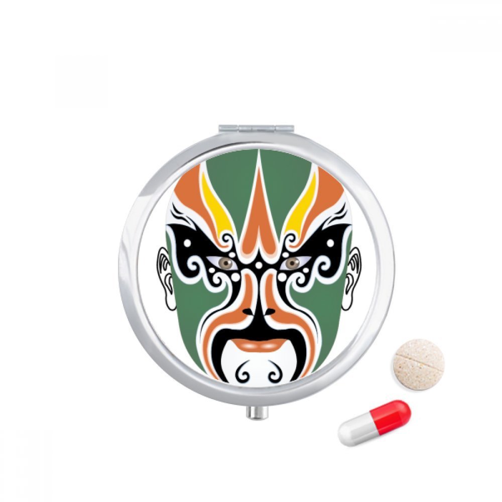 Peking Opera Head Colorful Chengyaojin Pill Case Pocket Medicine Storage Box Container Dispenser