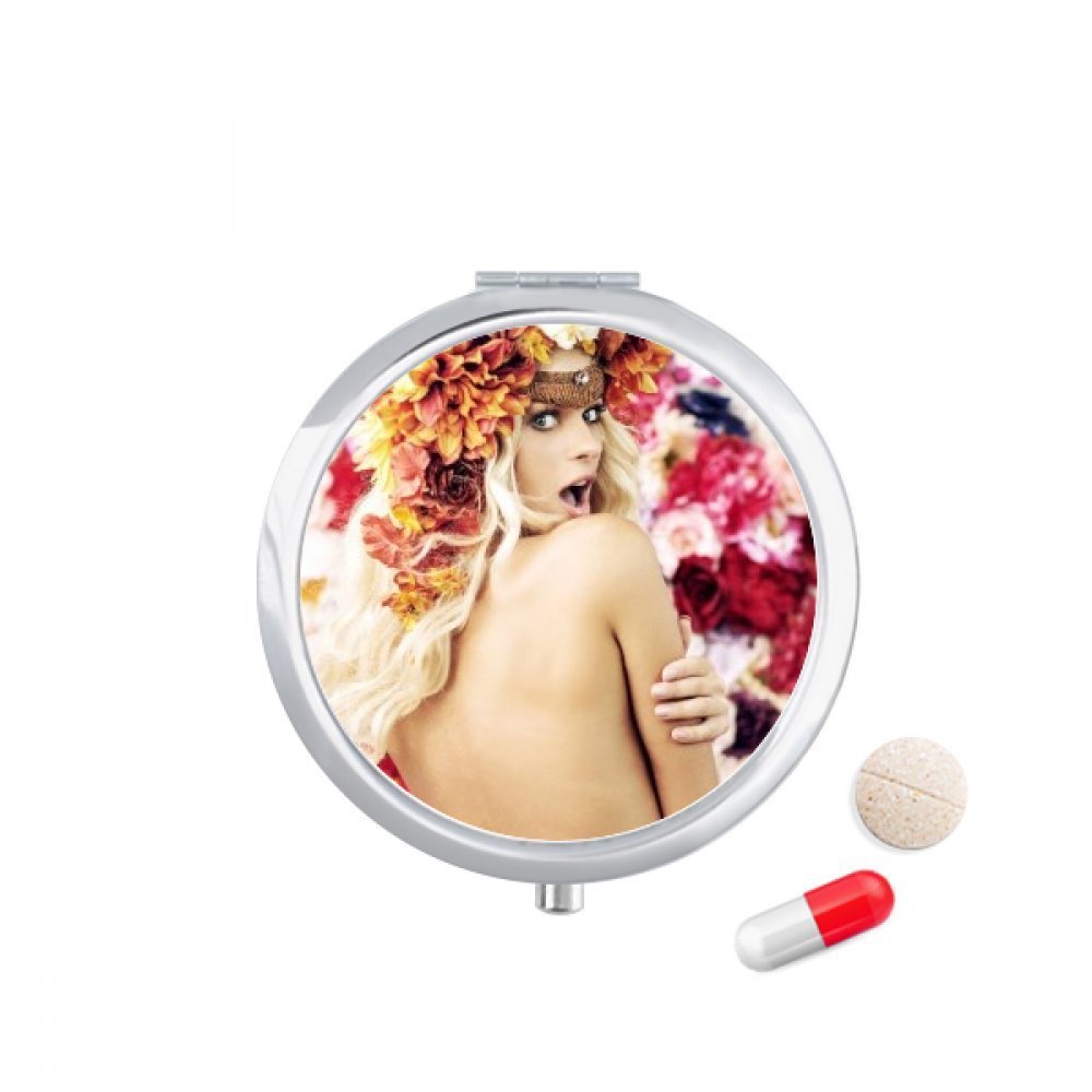 Naked Flowers Decorated Enthusiastic Lady Pill Case Pocket Medicine Storage Box Container Dispenser