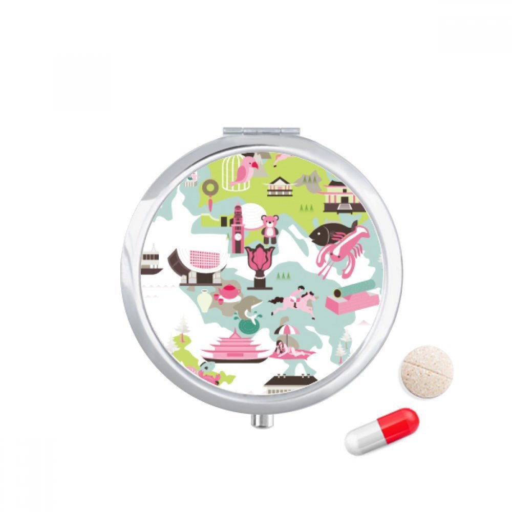 Hong Kong Map Famous China Pill Case Pocket Medicine Storage Box Container Dispenser
