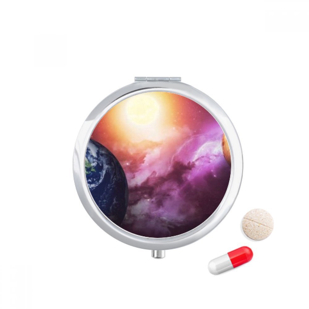 Planet Earth Red Blue Colorful Pill Case Pocket Medicine Storage Box Container Dispenser