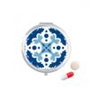 Blue Talavera Decorative Flower Ilustration Pill Case Pocket Medicine Storage Box Container Dispenser view 1