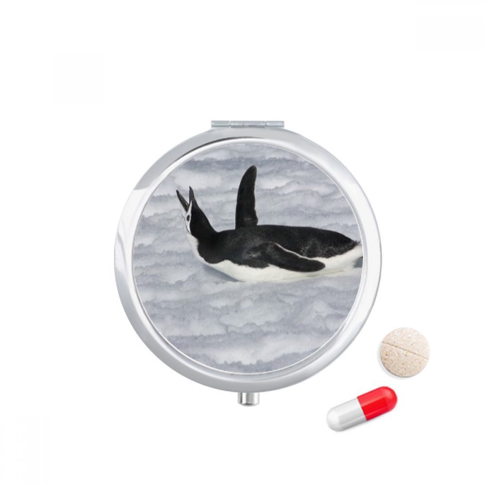 Water Black Antarctic Penguin Picture Pill Case Pocket Medicine Storage Box Container Dispenser
