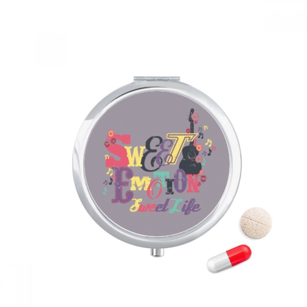 Purple Sweat Music Pattern Illustrate Pill Case Pocket Medicine Storage Box Container Dispenser