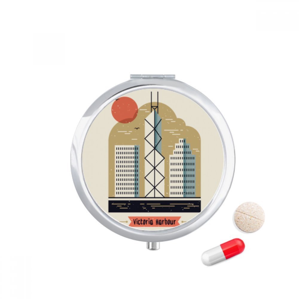 Hong Kong Victoria Harbour Pill Case Pocket Medicine Storage Box Container Dispenser