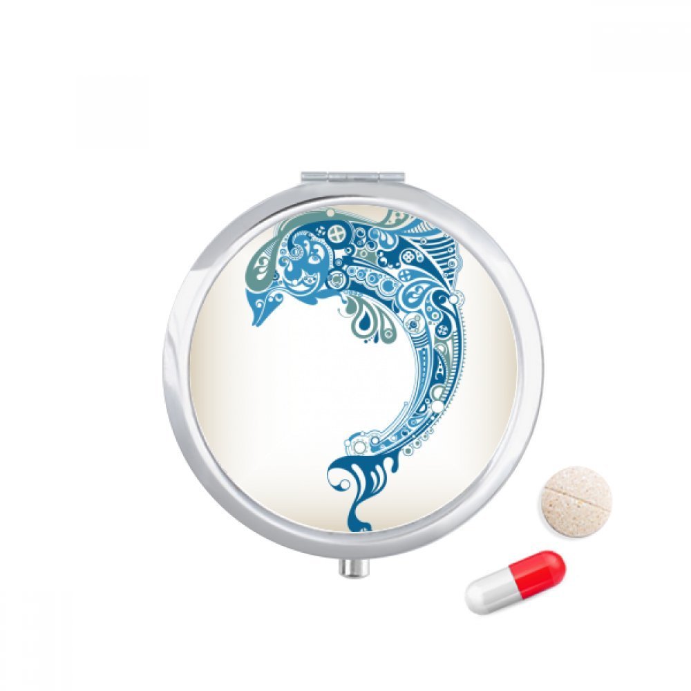 Blue Ocean Dolphin Illustrate Pill Case Pocket Medicine Storage Box Container Dispenser