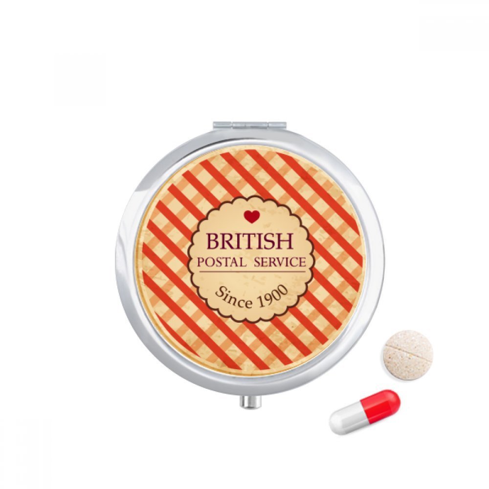 Checked UK London Britian Stamp Pill Case Pocket Medicine Storage Box Container Dispenser