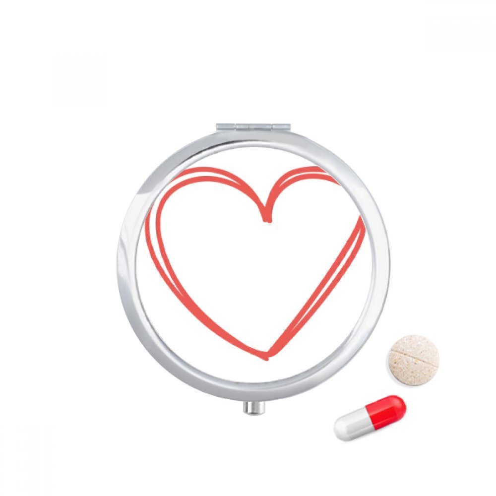 Valentine's Day Heart Double Lines Pill Case Pocket Medicine Storage Box Container Dispenser