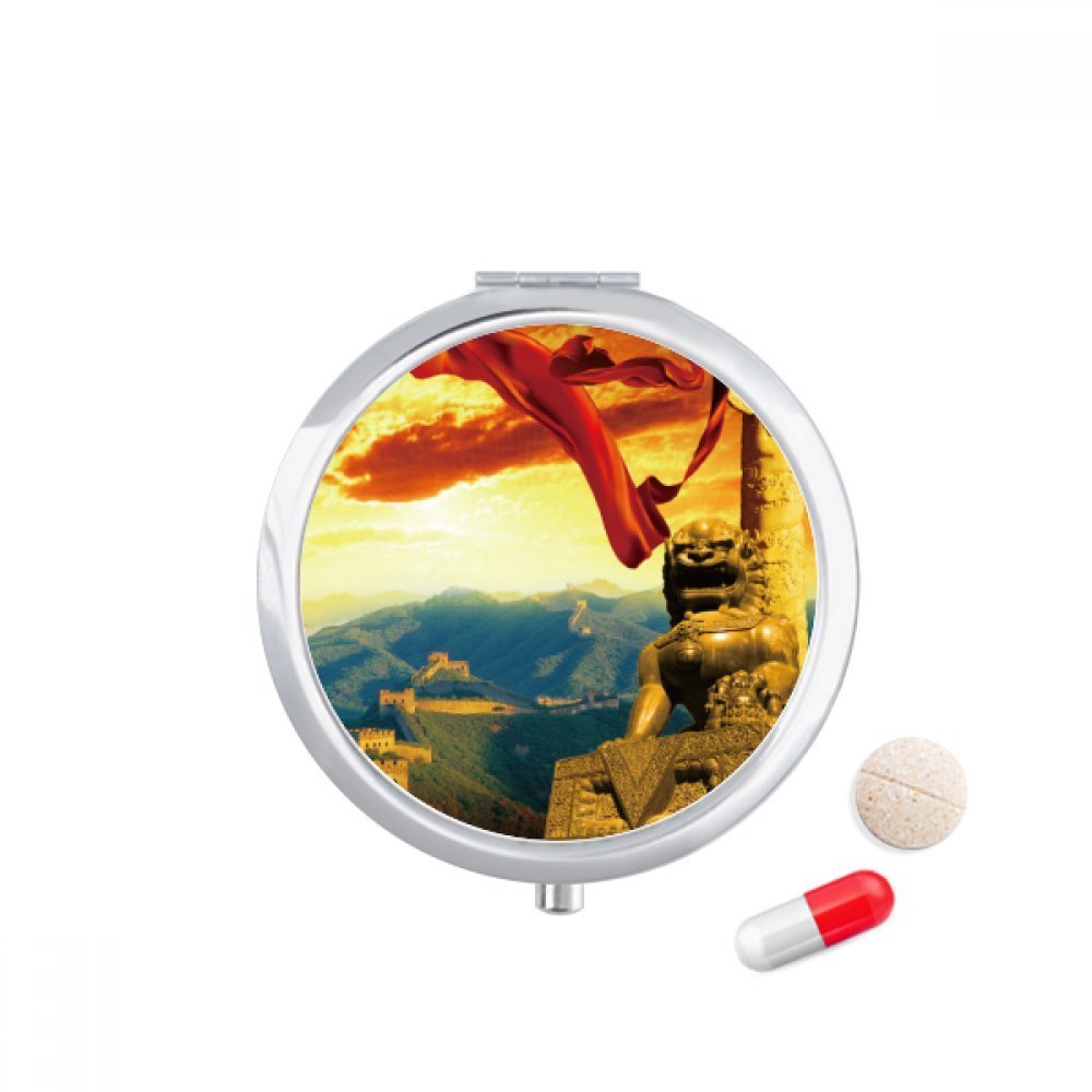 The Great Wall Lion Huabiao Ribbon Pill Case Pocket Medicine Storage Box Container Dispenser
