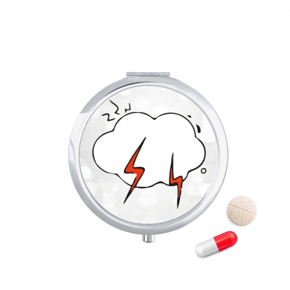 Weather Cloud Illustration Pattern Pill Case Pocket Medicine Storage Box Container Dispenser