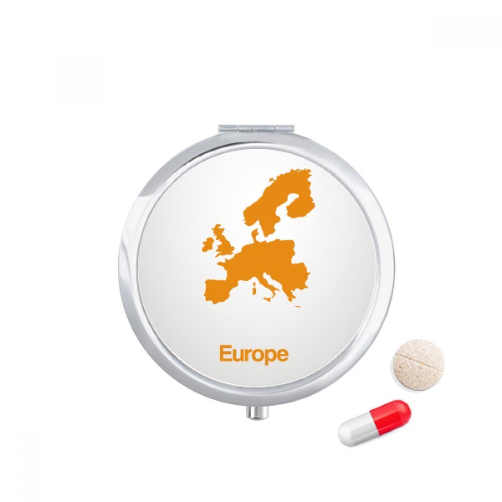Yellow Europe Illustration Map Pattern Pill Case Pocket Medicine Storage Box Container Dispenser