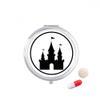 Amusement Park Castle Black Outline Pill Case Pocket Medicine Storage Box Container Dispenser view 1
