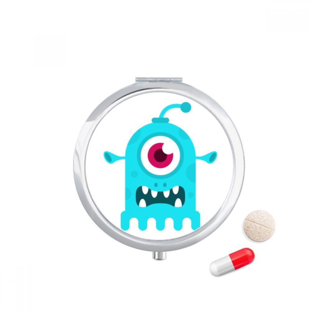 Universe and Alien Blue Cyclops Alien Pill Case Pocket Medicine Storage Box Container Dispenser