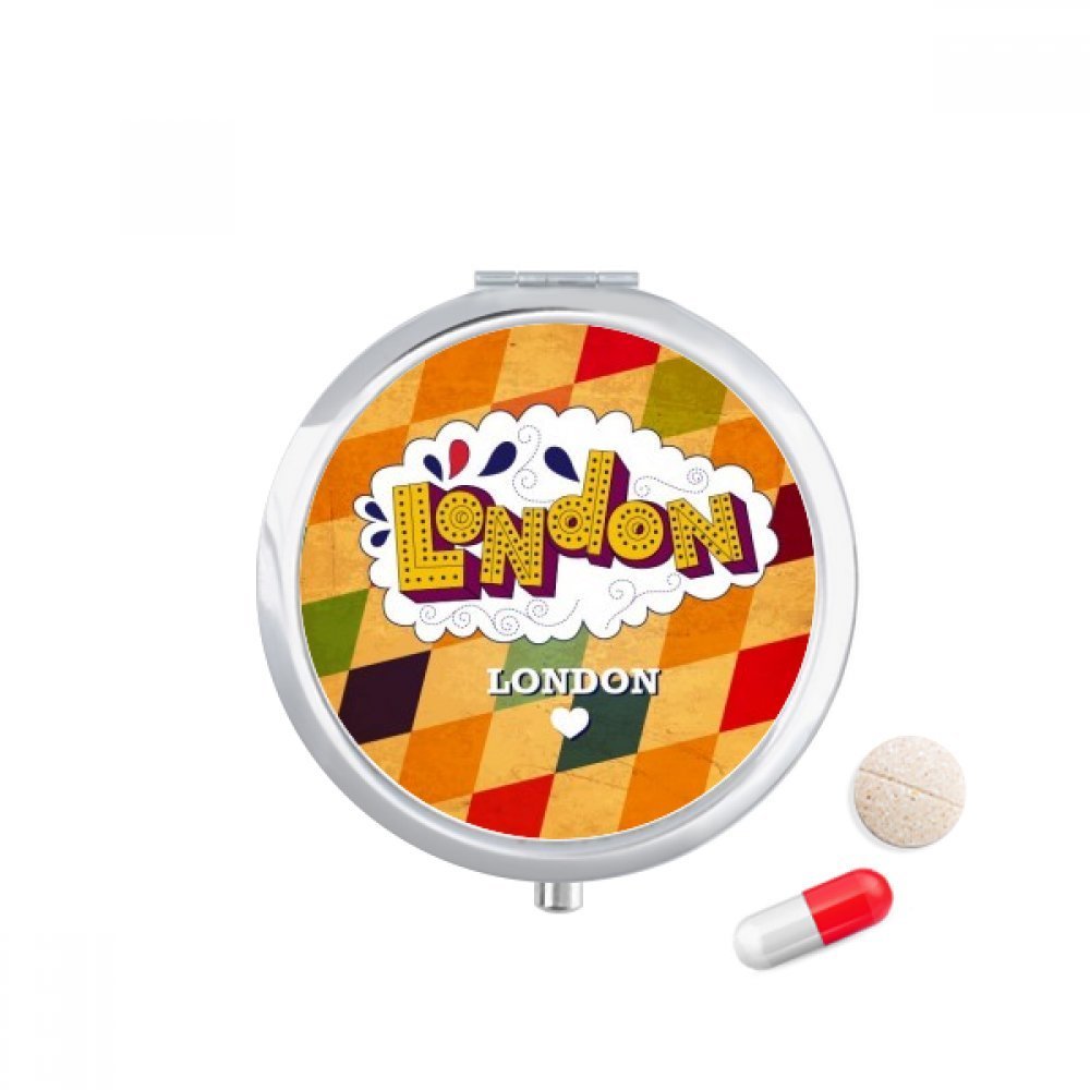 Love London Britain UK Lattice Pill Case Pocket Medicine Storage Box Container Dispenser