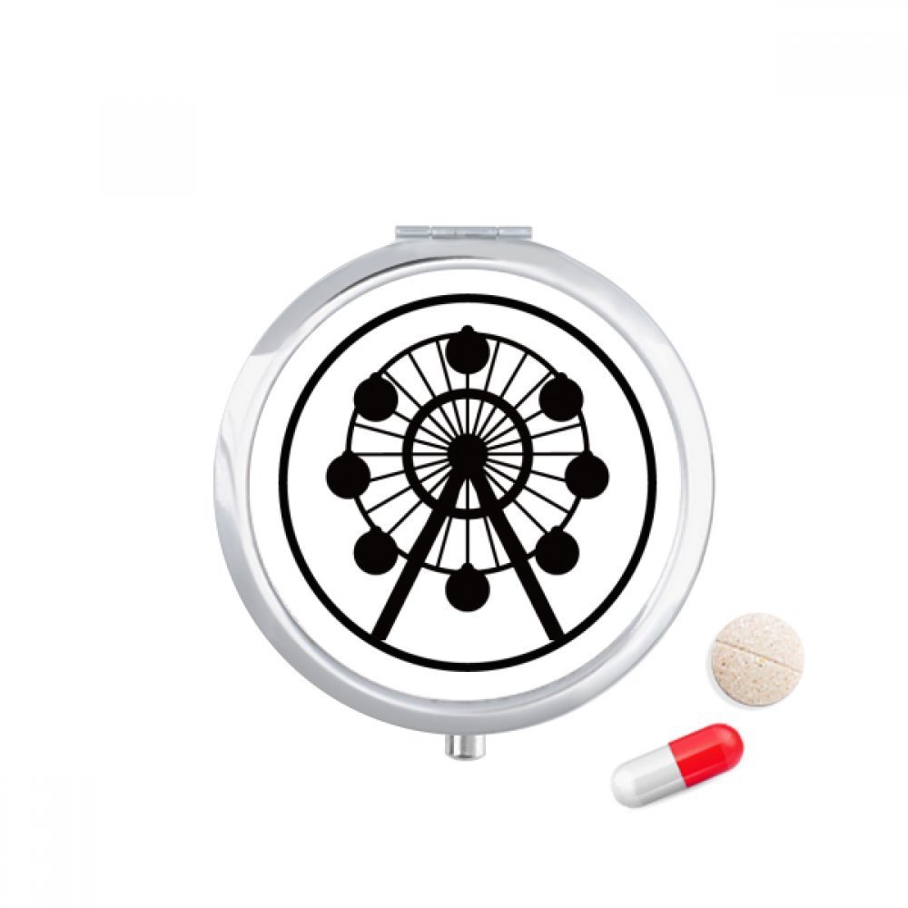 Ferris Wheel Amusement Park Black Outline Pill Case Pocket Medicine Storage Box Container Dispenser