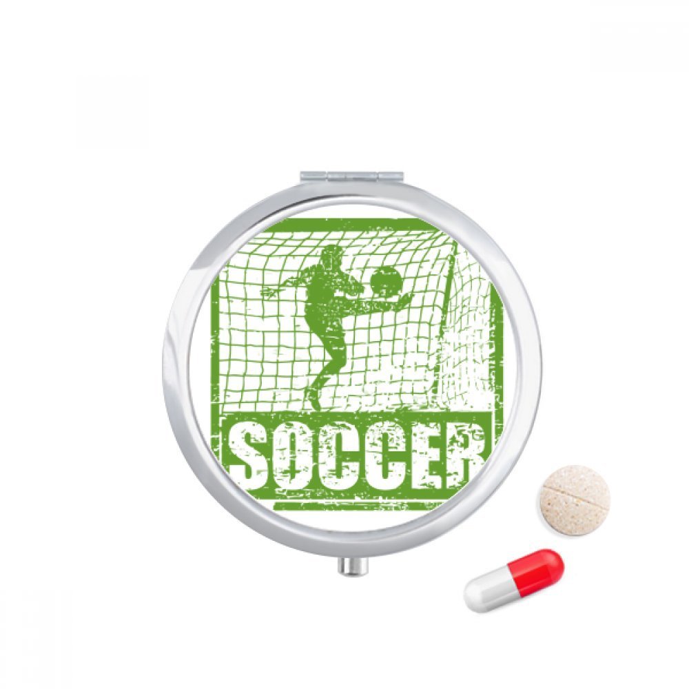 Football Player Scores Goal Football Pill Case Pocket Medicine Storage Box Container Dispenser