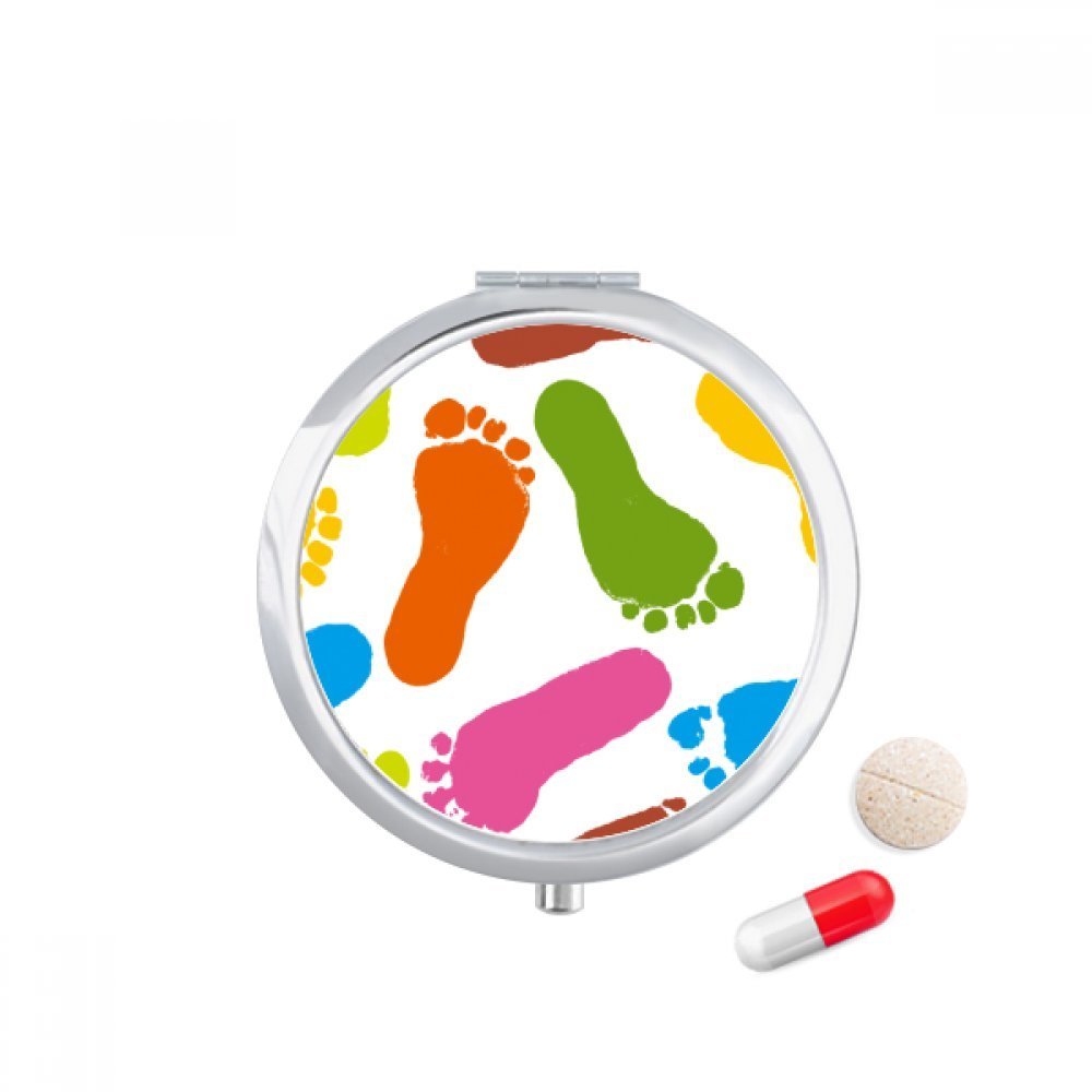 Colorful Footprint Modern Style Fashion Poster Pill Case Pocket Medicine Storage Box Container Dispenser
