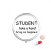Student Take A Hand Bring Me Happiness Pill Case Pocket Medicine Storage Box Container Dispenser view 1