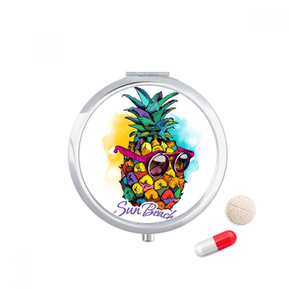 Sunglasses Pineapple Tropical Style Fruit Pill Case Pocket Medicine Storage Box Container Dispenser