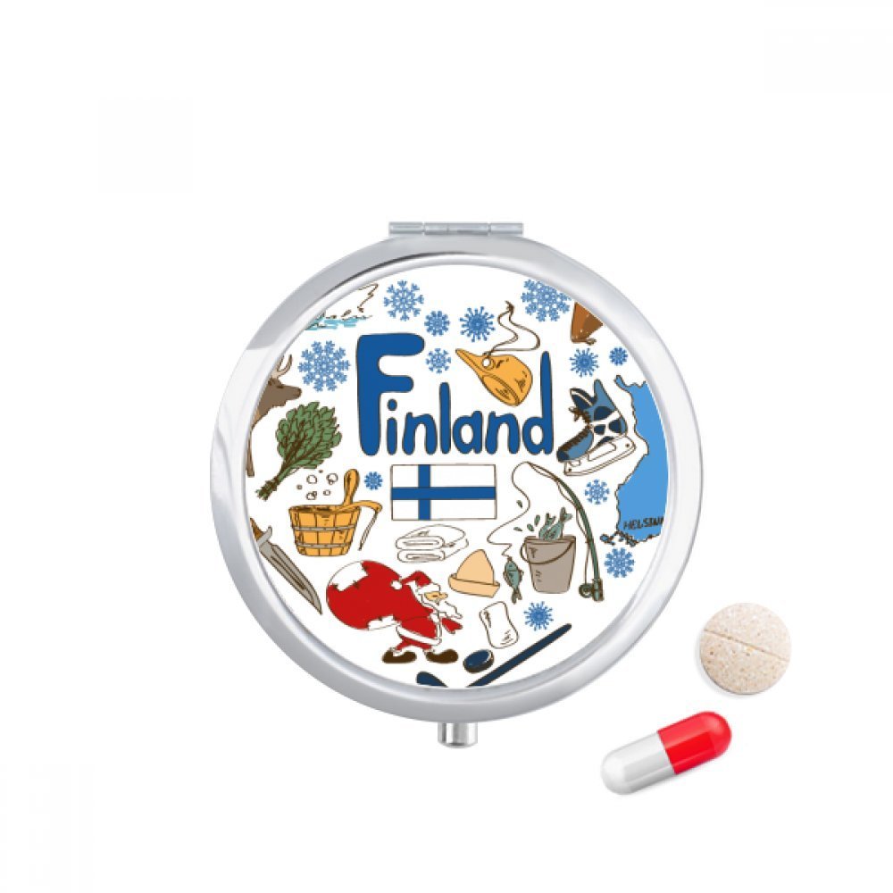 Finland Love Heart Landscap National Flag Pill Case Pocket Medicine Storage Box Container Dispenser