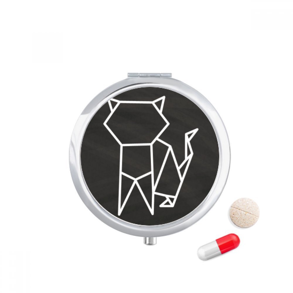 Abstract Origami Cat Geometric Shape Pill Case Pocket Medicine Storage Box Container Dispenser