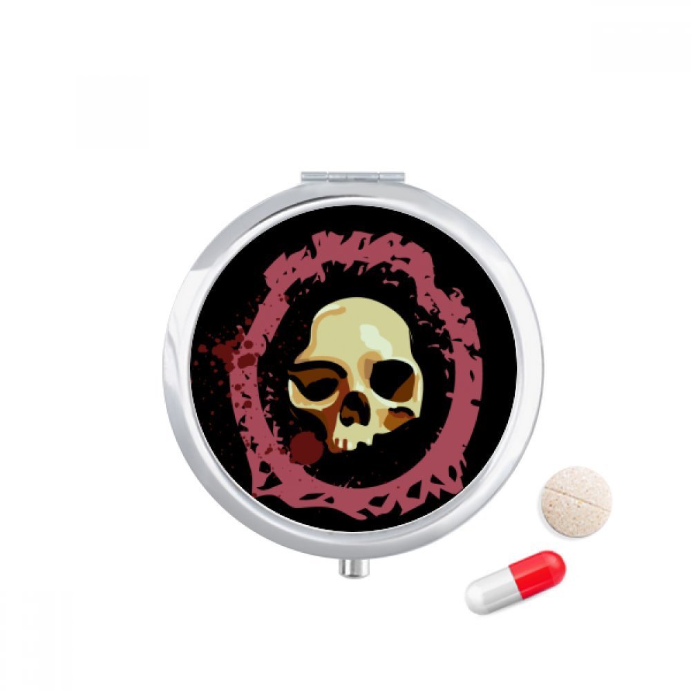 Realistic Round Skull Halloween Pill Case Pocket Medicine Storage Box Container Dispenser