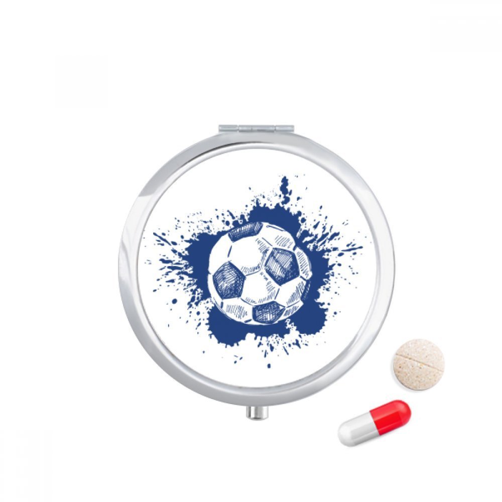 Ink Cartoon Football Blue Soccer Pill Case Pocket Medicine Storage Box Container Dispenser