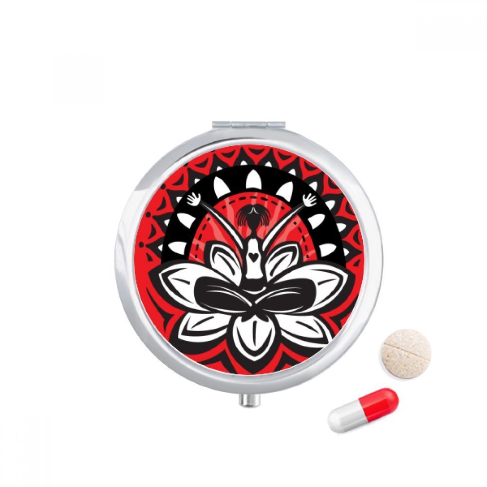 Lotus Outline Celebrate Mexico Mexican Pill Case Pocket Medicine Storage Box Container Dispenser