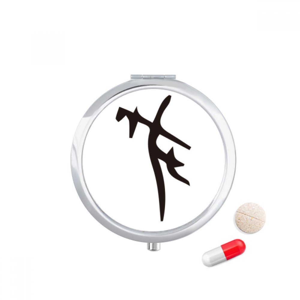 Bone Inscription Chinese Surname Character He Pill Case Pocket Medicine Storage Box Container Dispenser