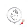 Line Drawing OK Gesture Pattern Pill Case Pocket Medicine Storage Box Container Dispenser