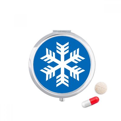 Blue Snowflake Winter Sport Outline Pill Case Pocket Medicine Storage Box Container Dispenser
