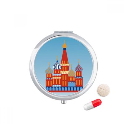 Russia National Symbol Kremlin Pattern Pill Case Pocket Medicine Storage Box Container Dispenser