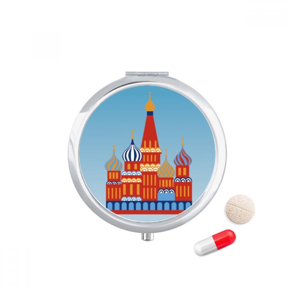 Russia National Symbol Kremlin Pattern Pill Case Pocket Medicine Storage Box Container Dispenser