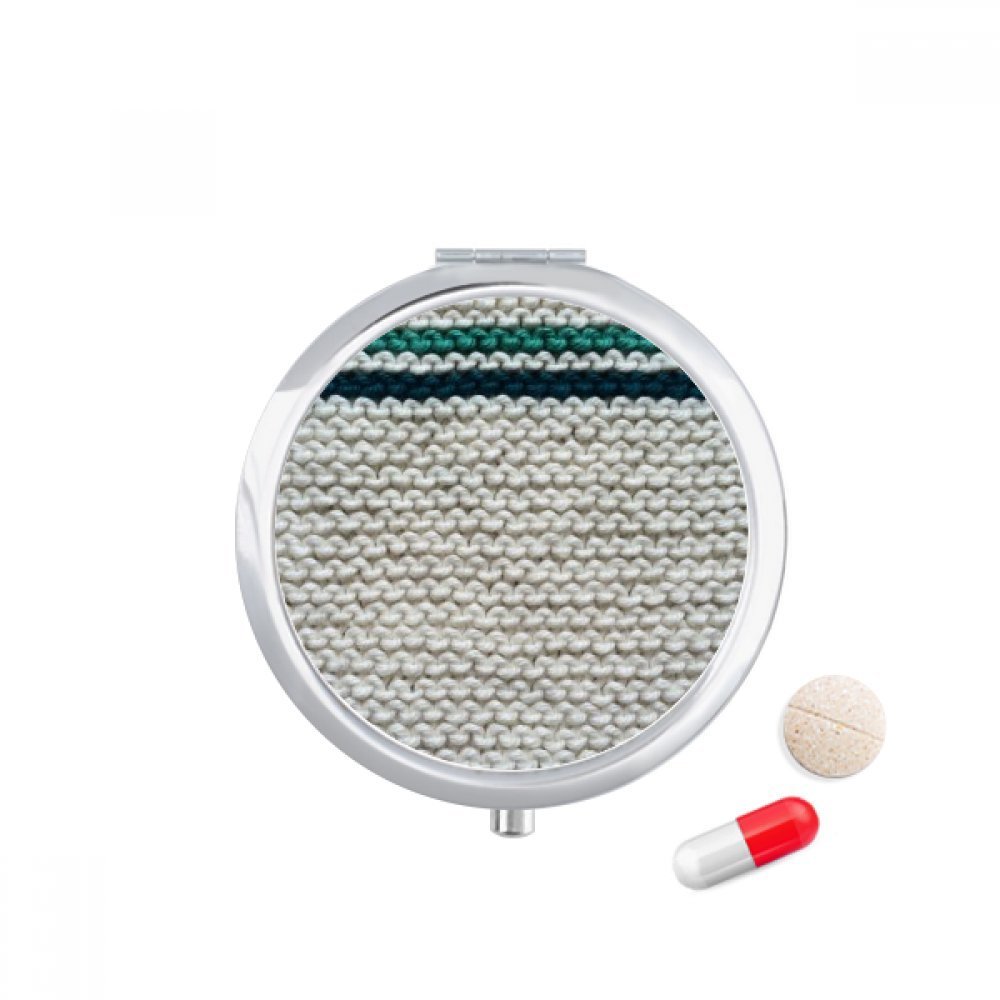 Fabric Flax Knit Gray Abstract Pill Case Pocket Medicine Storage Box Container Dispenser