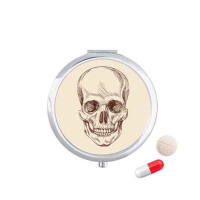 Human Skull Skeleton Illustrations Pill Case Pocket Medicine Storage Box Container Dispenser