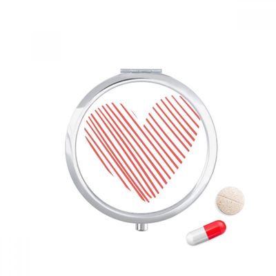 Heart Red Sketch Valentine's Day Pill Case Pocket Medicine Storage Box Container Dispenser