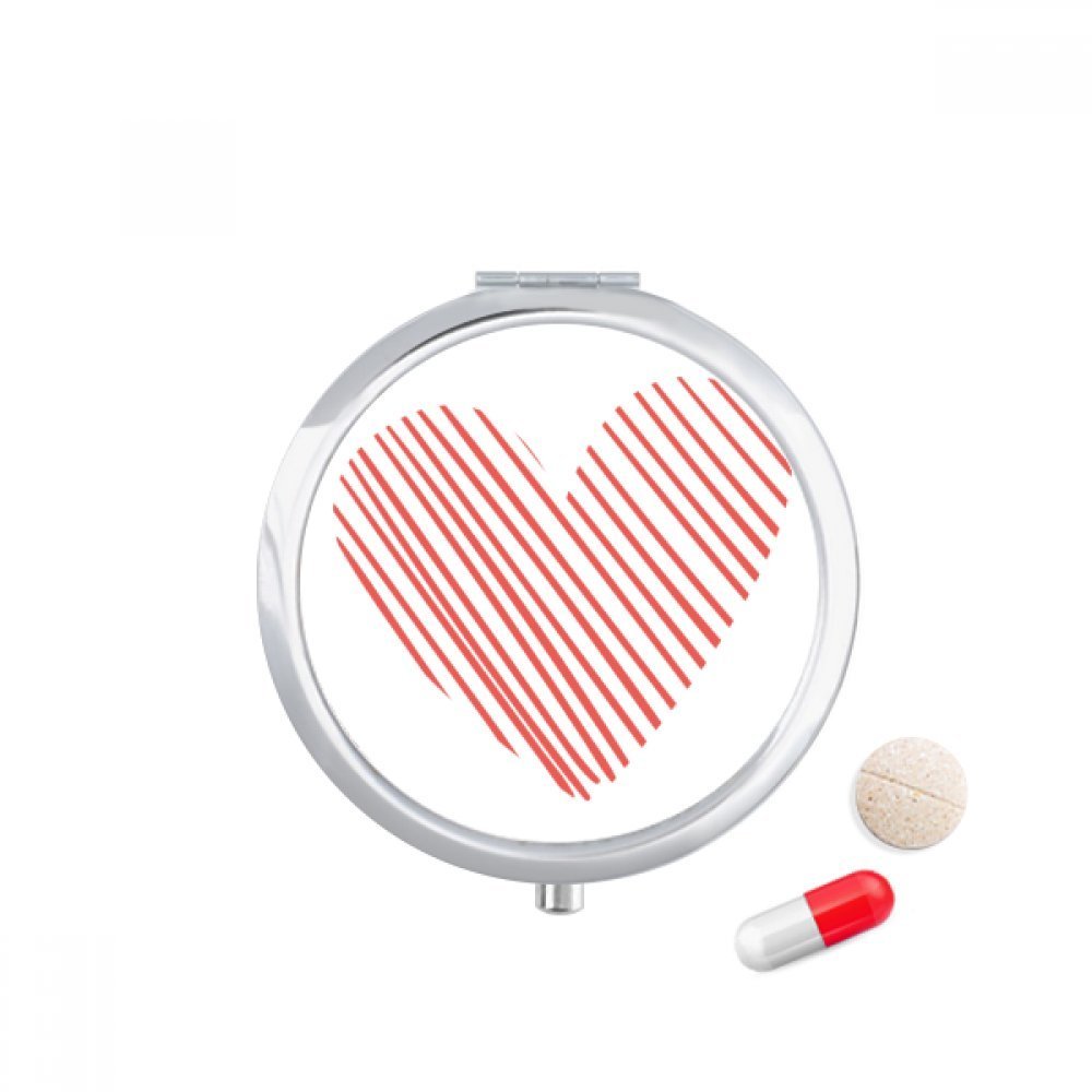 Heart Red Sketch Valentine's Day Pill Case Pocket Medicine Storage Box Container Dispenser