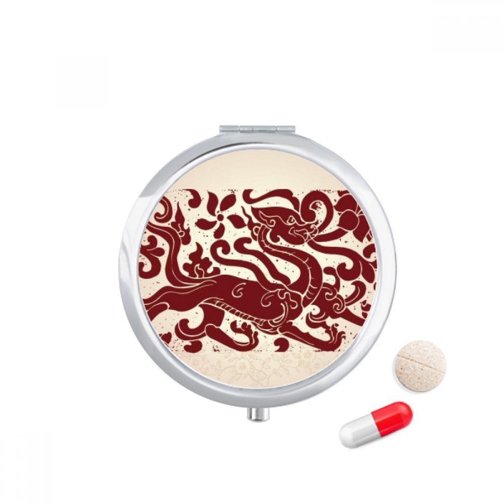 Chinese Dragon Animal Portrait Pill Case Pocket Medicine Storage Box Container Dispenser