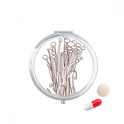 Flammulina Velutipes Mushroom Pattern Pill Case Pocket Medicine Storage Box Container Dispenser