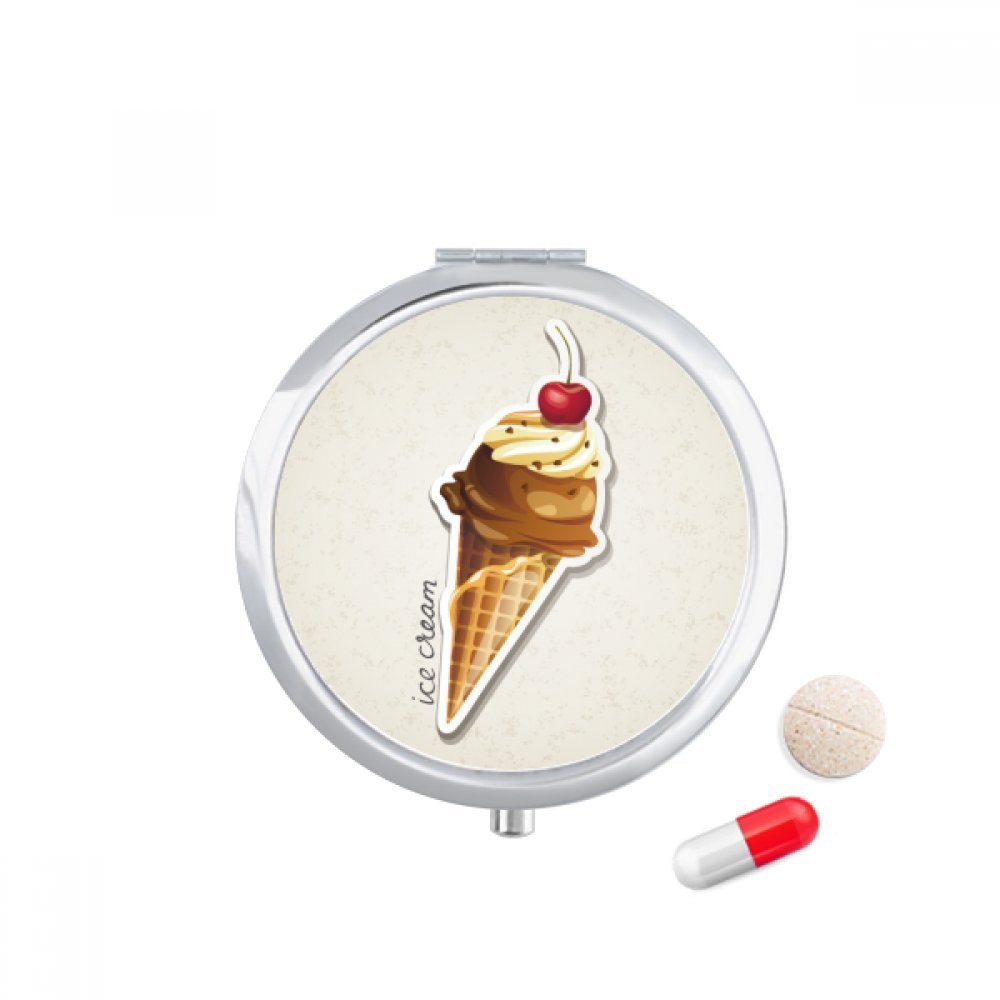 Cherry Chocolate Sweet Ice Cream Cone Pill Case Pocket Medicine Storage Box Container Dispenser
