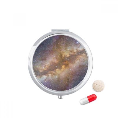 Yellow Galaxy Universe Illustration Pattern Pill Case Pocket Medicine Storage Box Container Dispenser