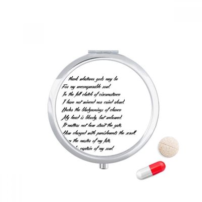 Poetry Quote Never Surrender Unbeatable Pill Case Pocket Medicine Storage Box Container Dispenser